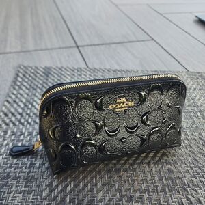 Coach Black Debossed Leather Pouch